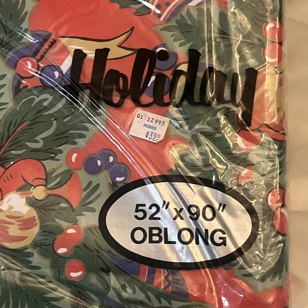 NOS Vintage 1990's Christmas Tablecloth Large 90